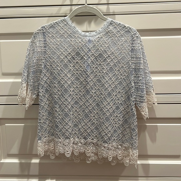 Top Short Sleeve Designer By Sandro In Blue, Size: S main image 1